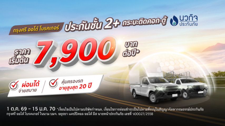 ลุยงานมั่นใจ ประกันชั้น 2+ กระบะติดคอก-ตู้ โดยบริษัท นวกิจประกันภัย จำกัด (มหาชน)